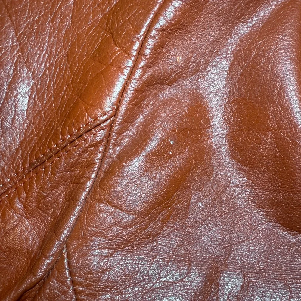 Authentic Original Vintage Style Rust Orange Leather Blazer Jacket - Picture 14 of 15